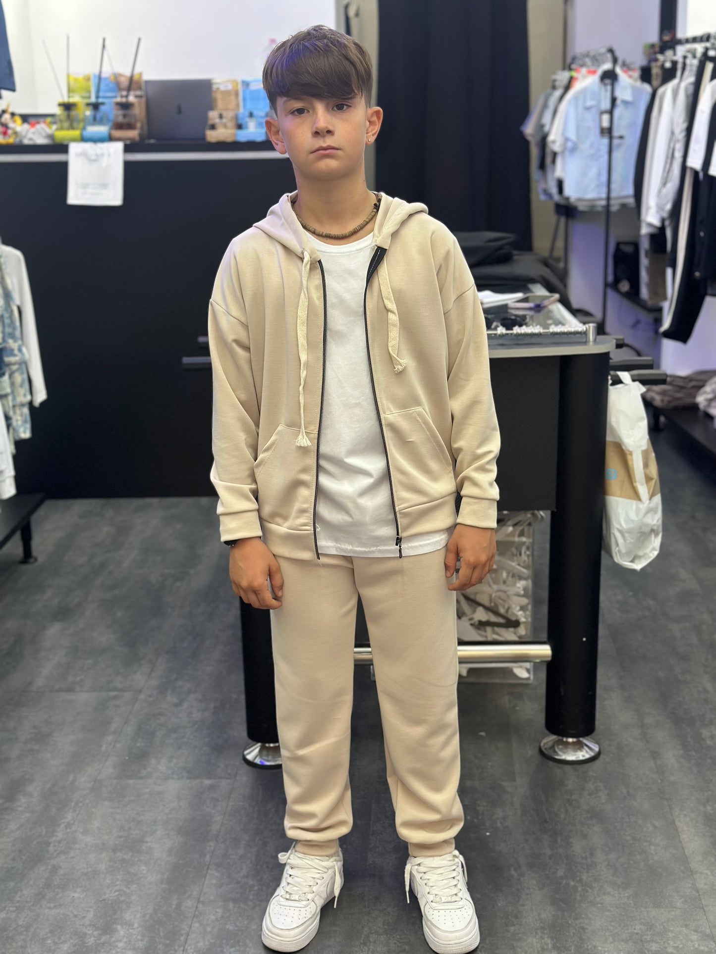 TUTA ZIP GARZATA BEIGE