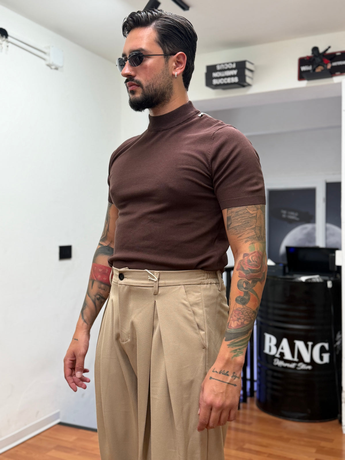 T-SHIRT MEZZO COLLO IN FILO
