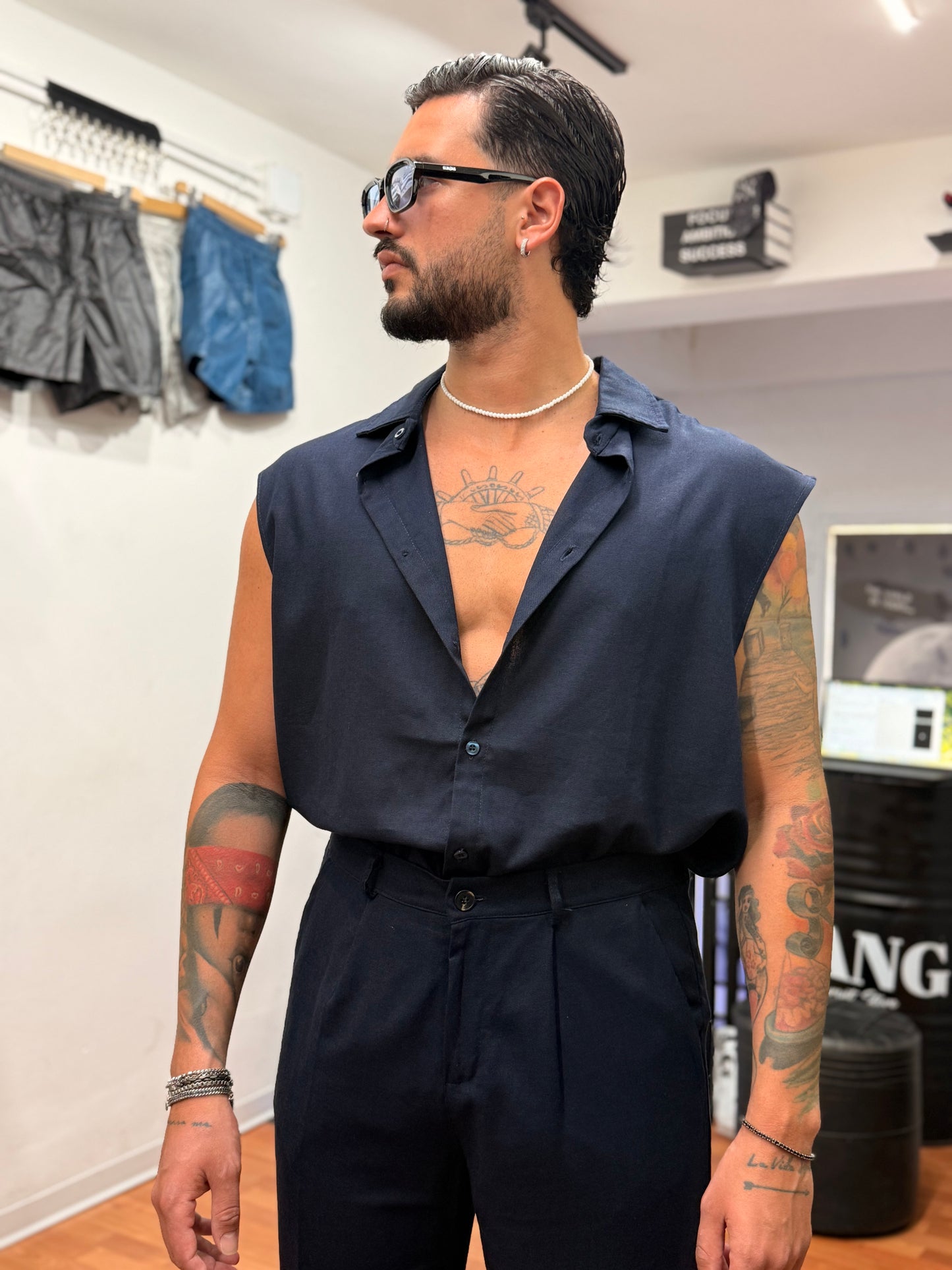 COORDINATO TOKYO IN LINO BLU