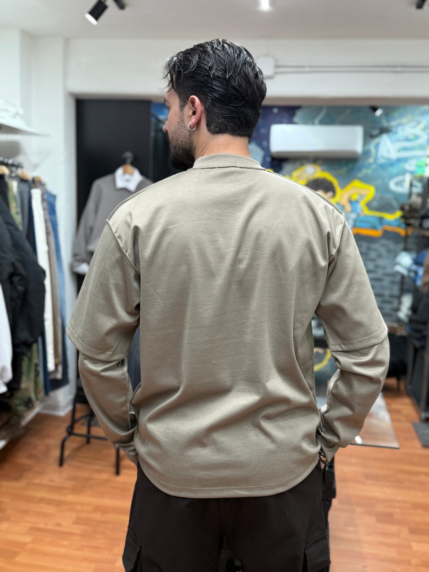 T-SHIRT BORCHIATA DOUBLE SLEEVE BEIGE