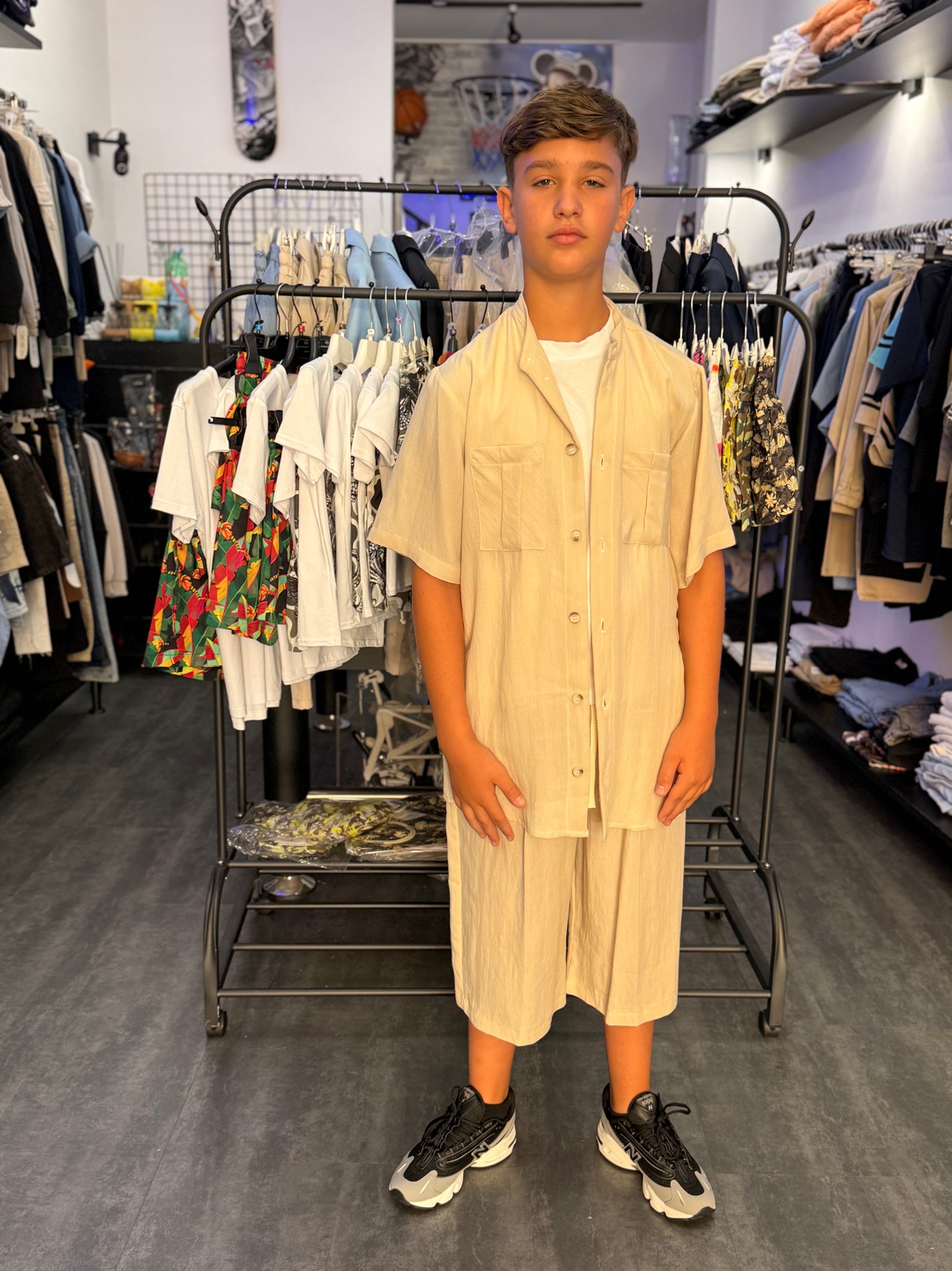 COORDINATO IN LINO 3 PEZZI BEIGE