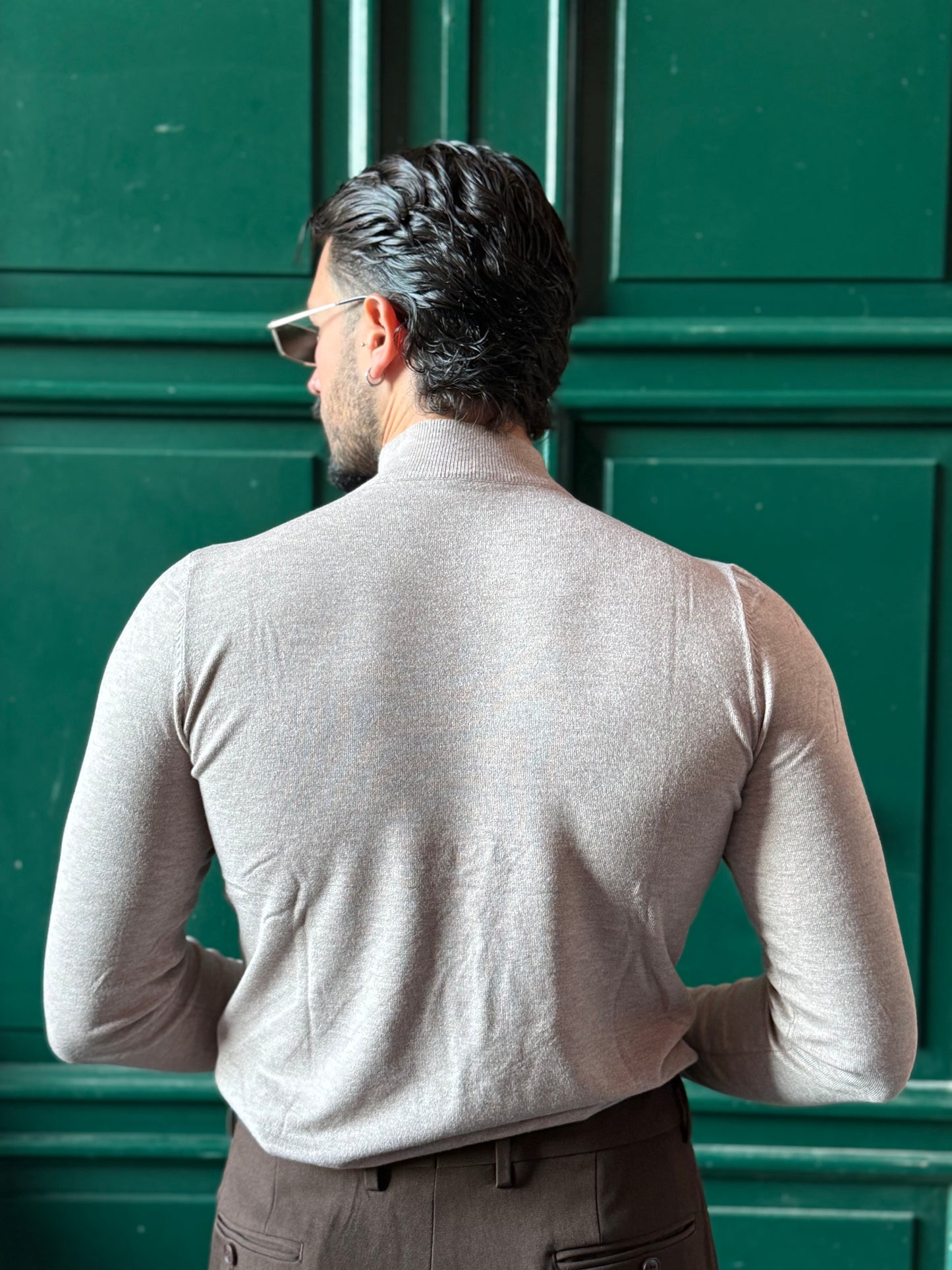 MAGLIONE MEZZO COLLO FANGO