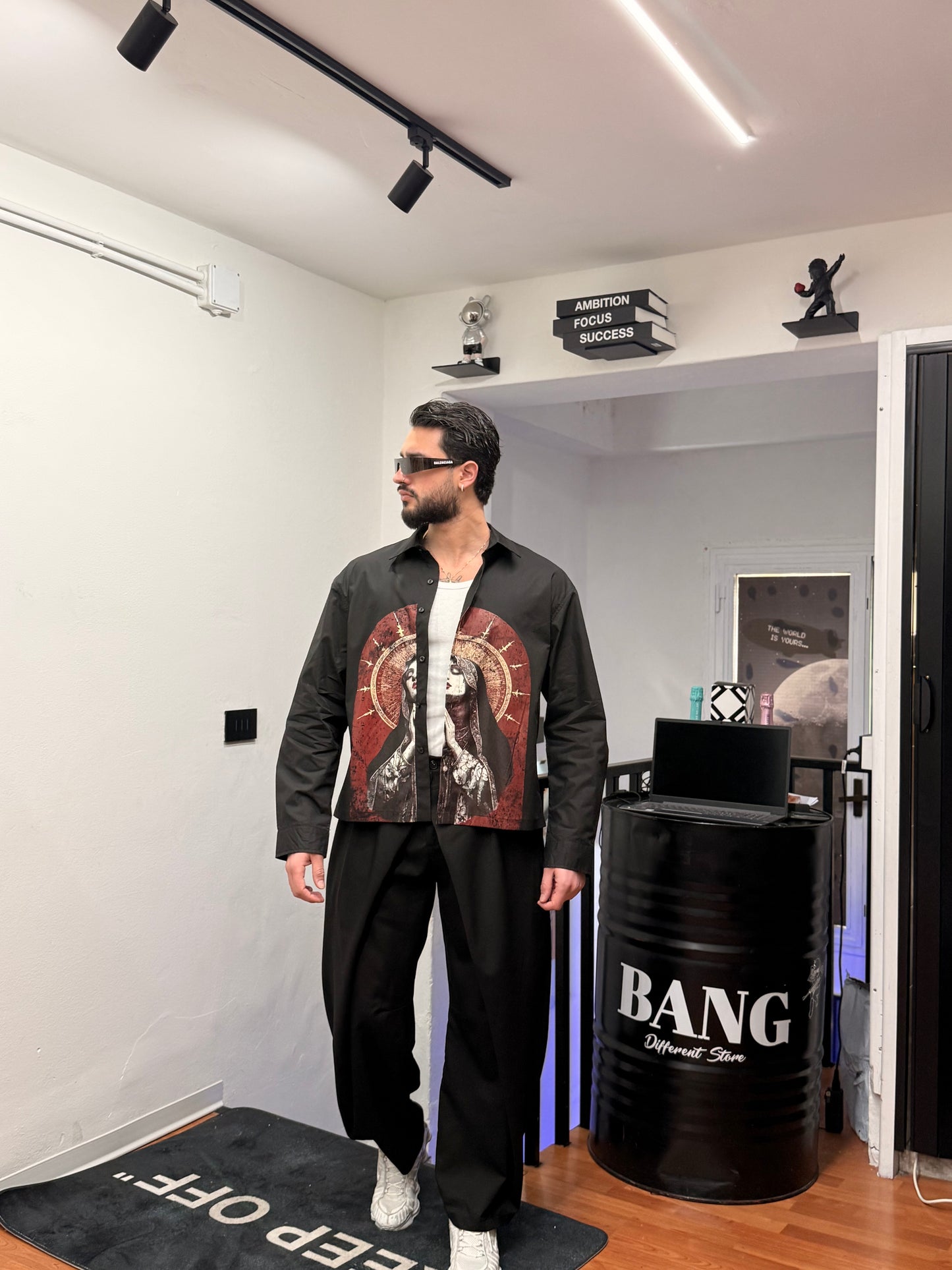 CAMICIA STAMPA CROP NERA