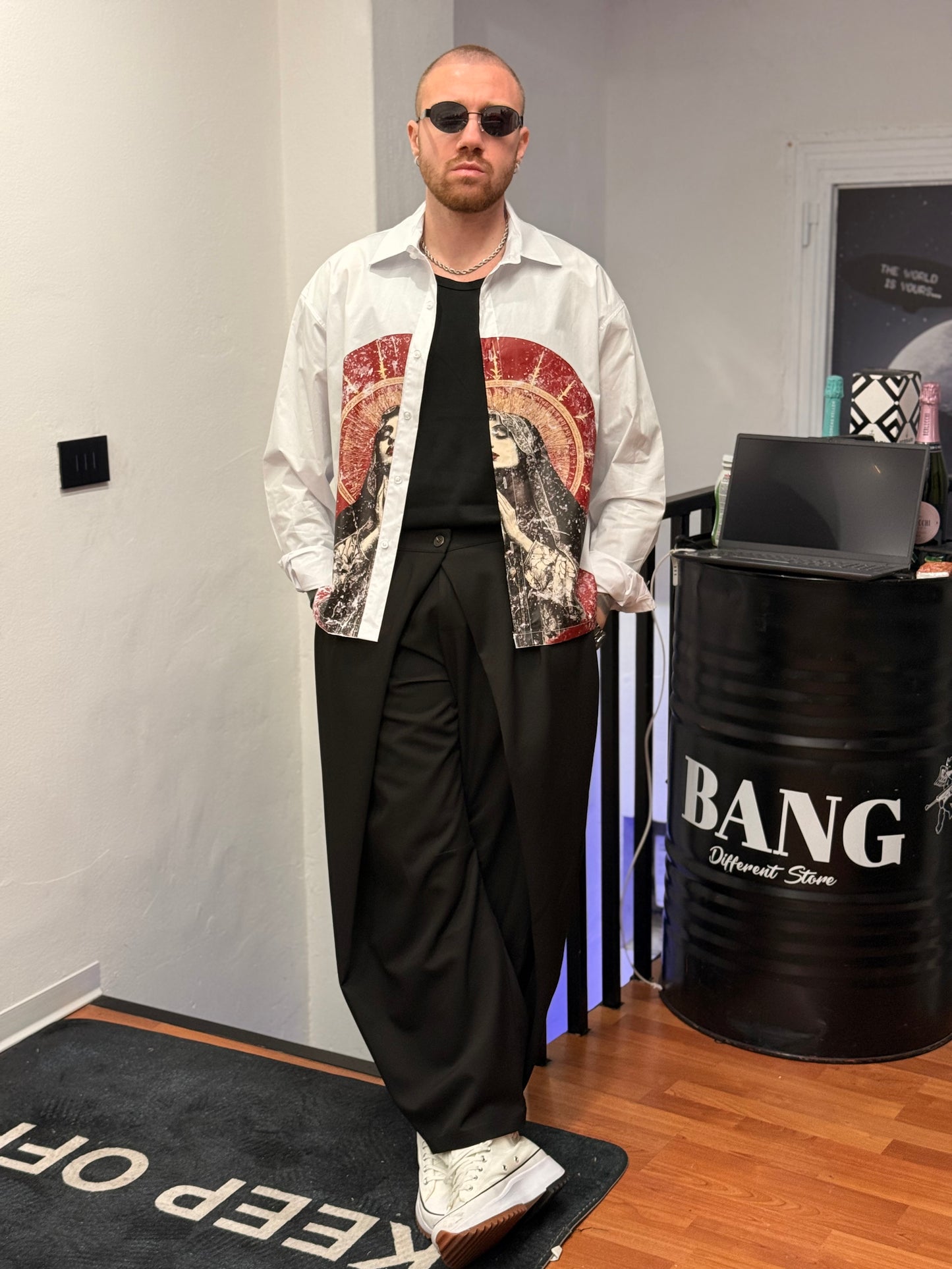 CAMICIA STAMPA CROP BIANCA