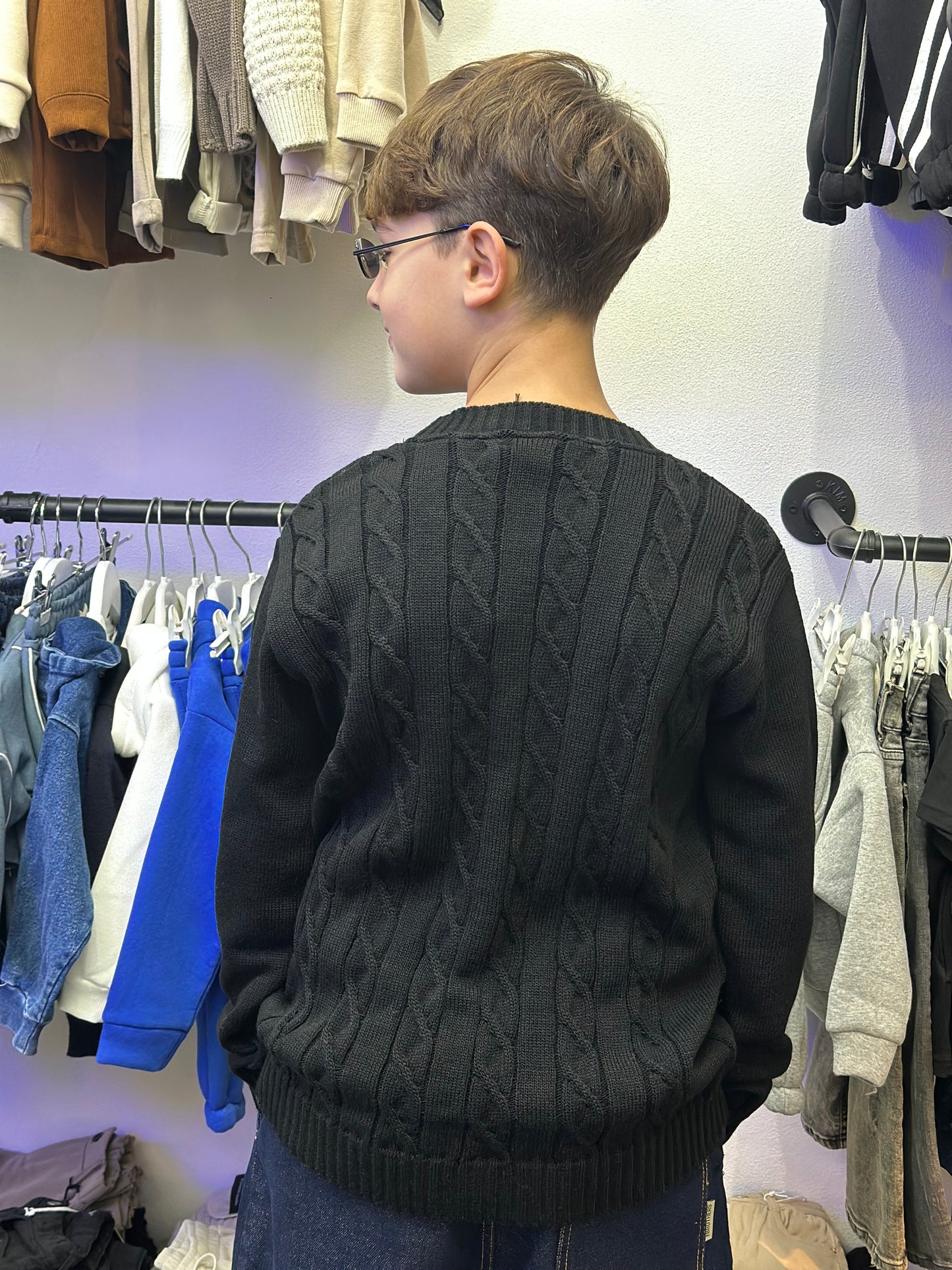 MAGLIONE TRECCIA NERO