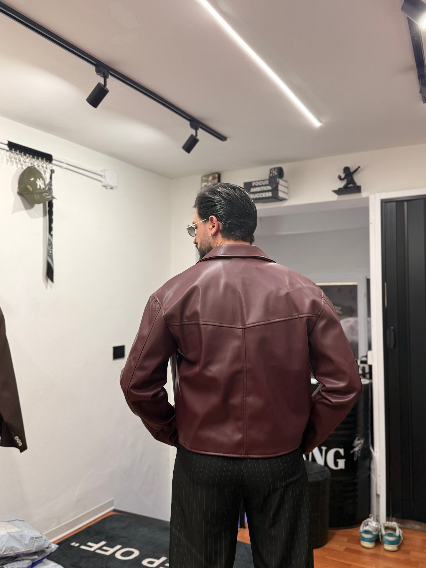 JACKET CROP BORDEAUX