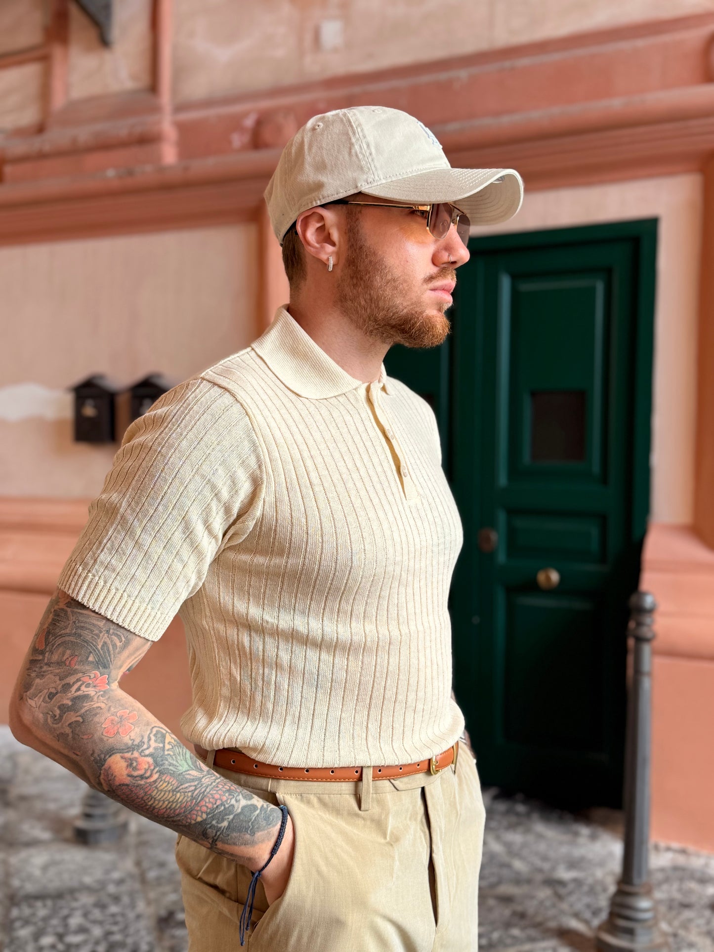 POLO TRAFORATA BEIGE