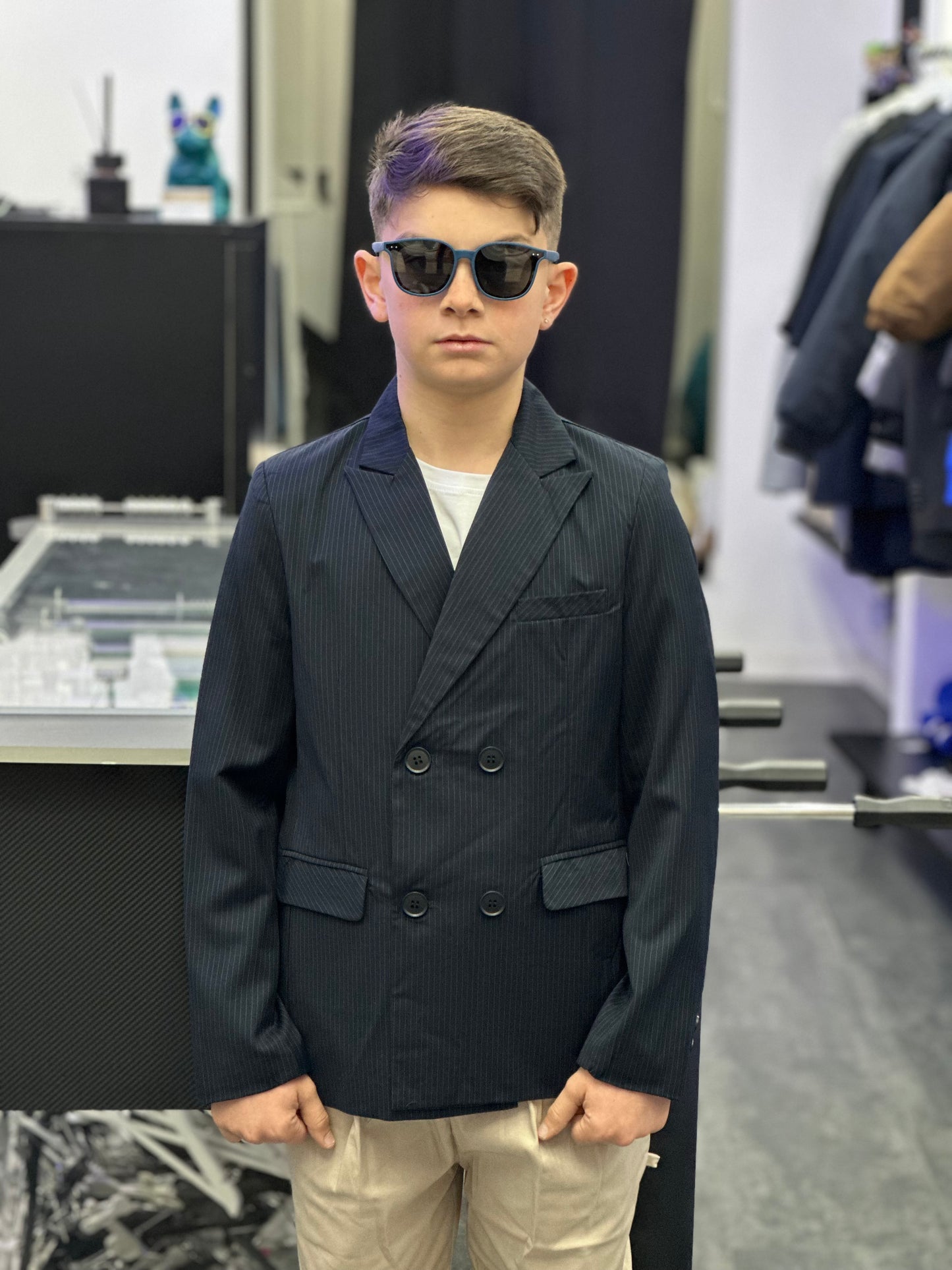 Giacca doppio petto gessata