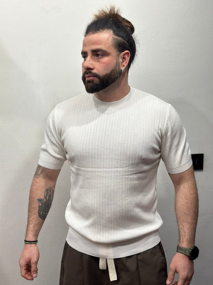 T-SHIRT FILO A COSTE BIANCA