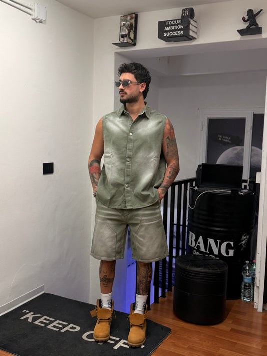 COORDINATO SLAVATO IN DENIM VERDE