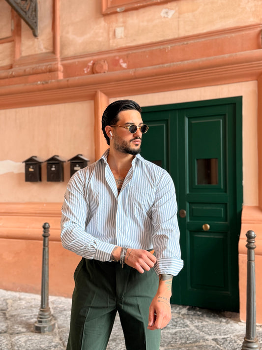 CAMICIA A RIGHE VERDE