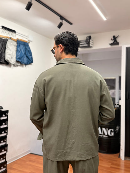 CAMICIA OVER IN LINO VERDE