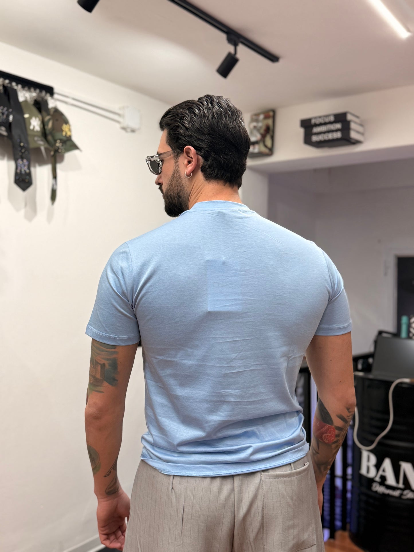 T-SHIRT FILO DI SCOZIA CELESTE