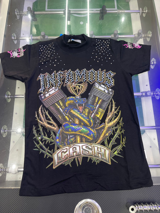 SHIRT CIANOTIC STRASS NERA