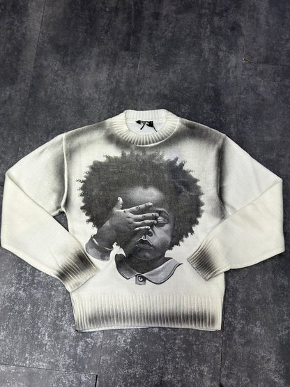 MAGLIONE STAMPATO BIANCO