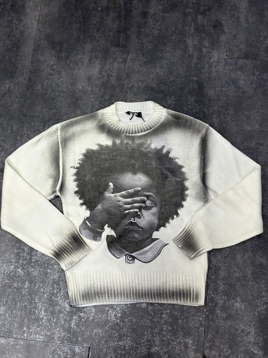 MAGLIONE STAMPATO BIANCO