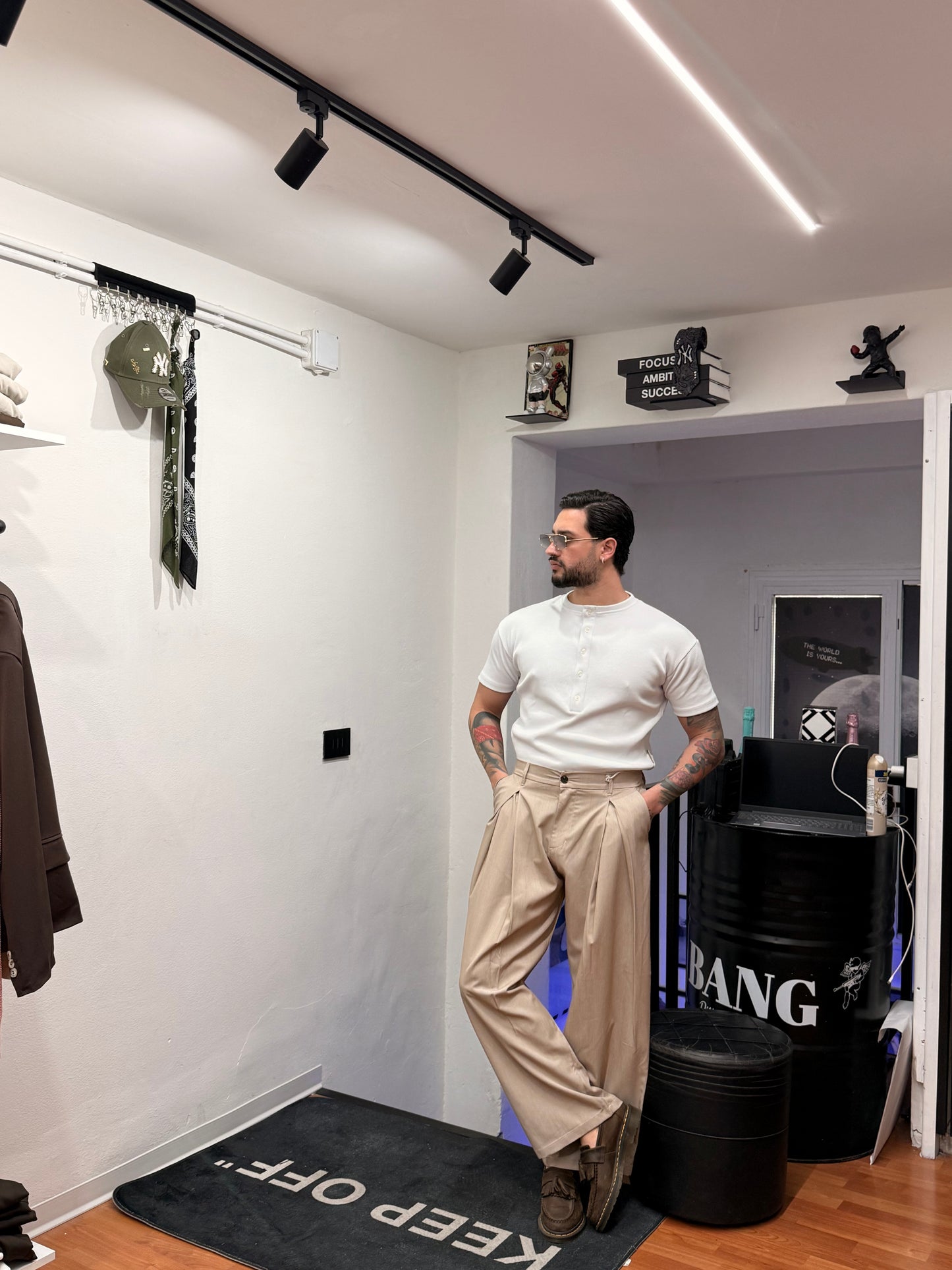 T-SHIRT SERAFINO A COSTE BIANCA