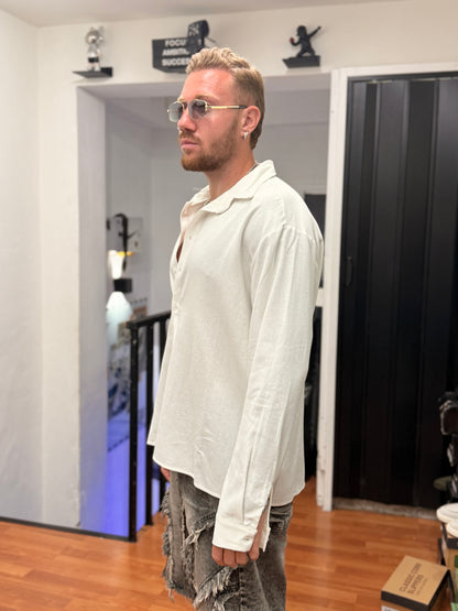 CAMICIA OVER IN LINO BIANCA