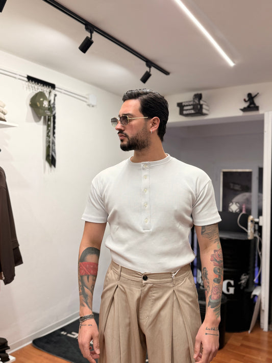 T-SHIRT SERAFINO A COSTE BIANCA