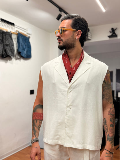 COORDINATO GOLD IN LINO BIANCO