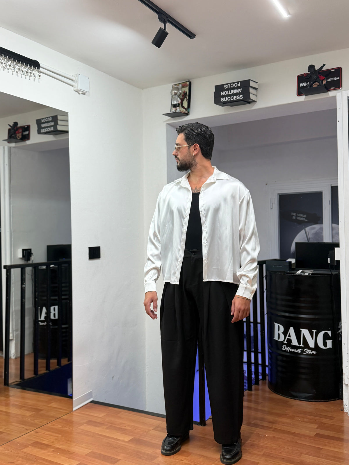 CAMICIA CROP IN RASO BIANCA