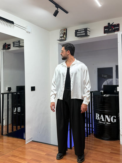 CAMICIA CROP IN RASO BIANCA