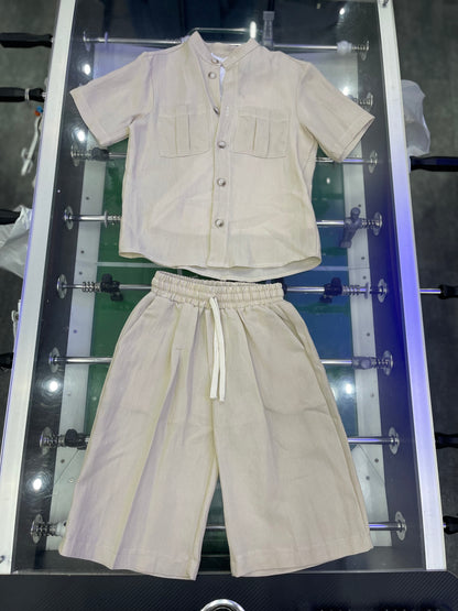 COORDINATO IN LINO 3 PEZZI BEIGE