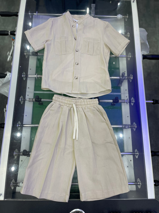 COORDINATO IN LINO 3 PEZZI BEIGE