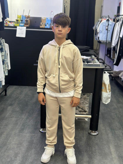 TUTA ZIP GARZATA BEIGE