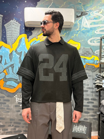 POLO NFL DOUBLE SLEEVE NERA