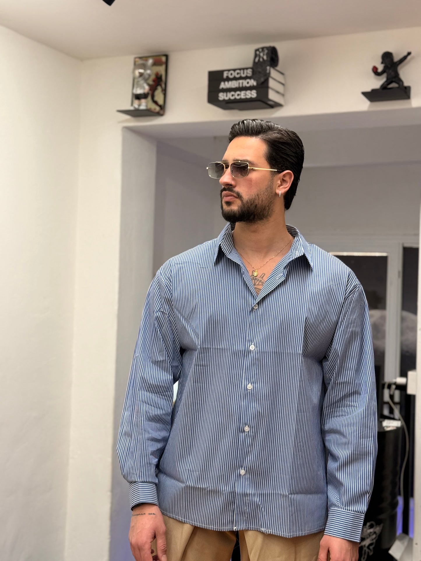 CAMICIA A RIGHE BLU