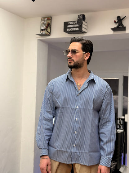 CAMICIA A RIGHE BLU
