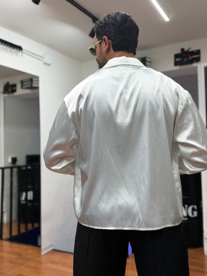 CAMICIA CROP IN RASO BIANCA