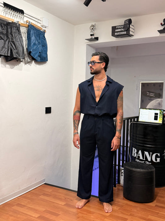 COORDINATO TOKYO IN LINO BLU