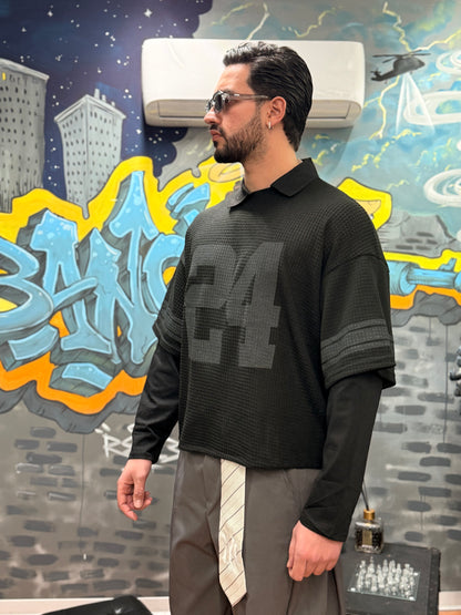 POLO NFL DOUBLE SLEEVE NERA