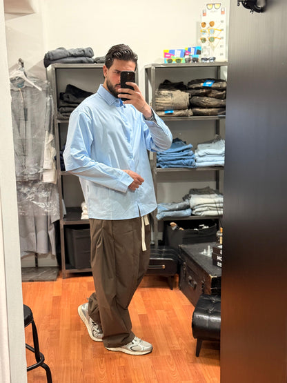 CAMICIA OVER DOUBLE SLEEVE CELESTE