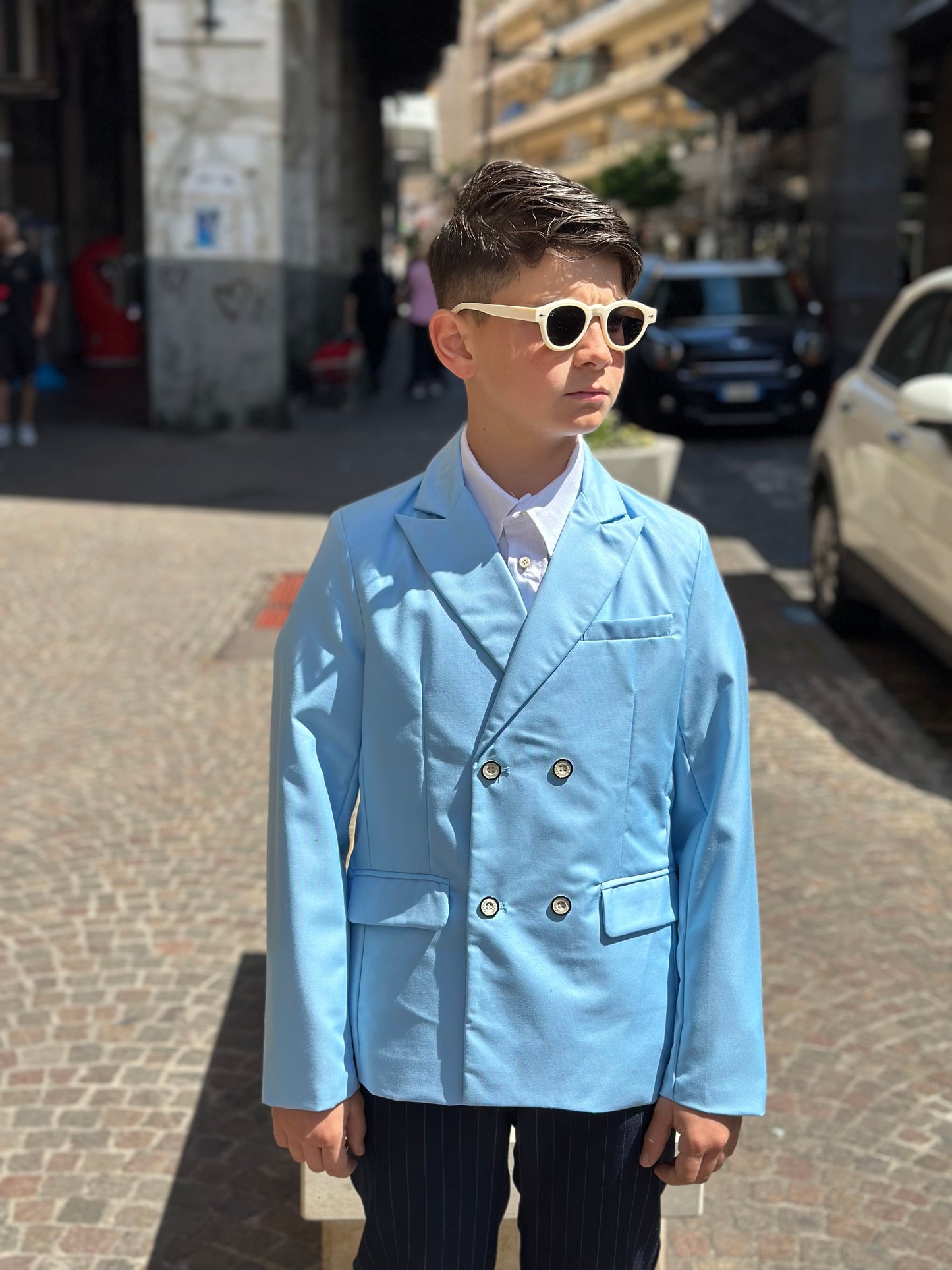 GIACCA DOPPIO PETTO CELESTE