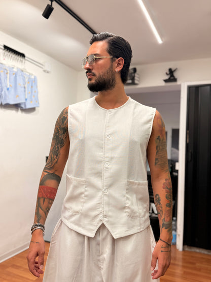 COORDINATO DUBAI BIANCO IN LINO
