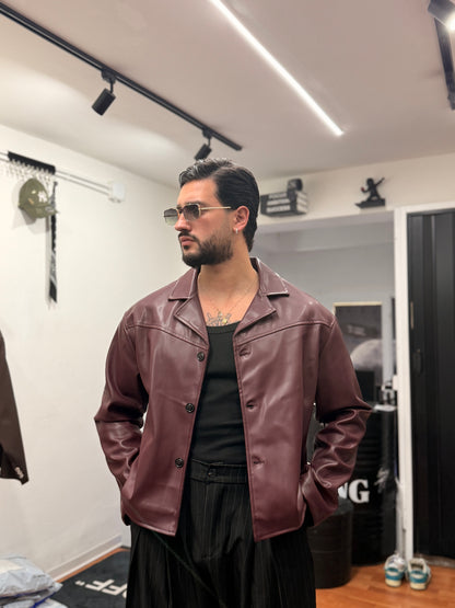 JACKET CROP BORDEAUX