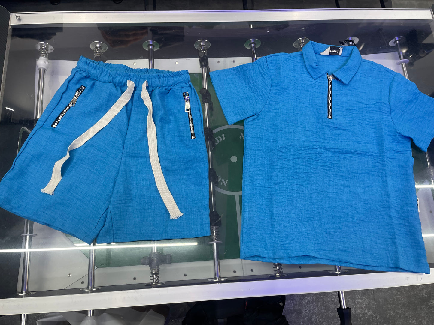 COORDINATO POLO FRESCO COTONE AZZURRO