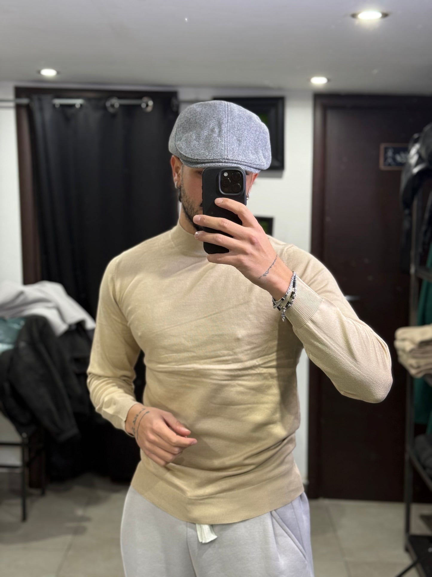 MAGLIONE MEZZO COLLO BEIGE
