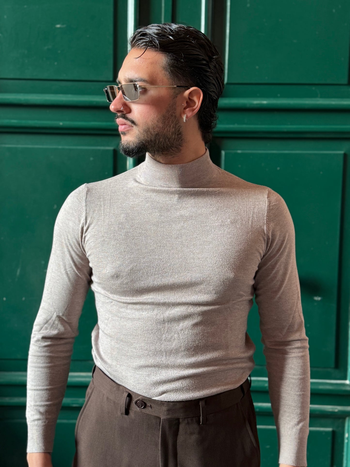 MAGLIONE MEZZO COLLO FANGO