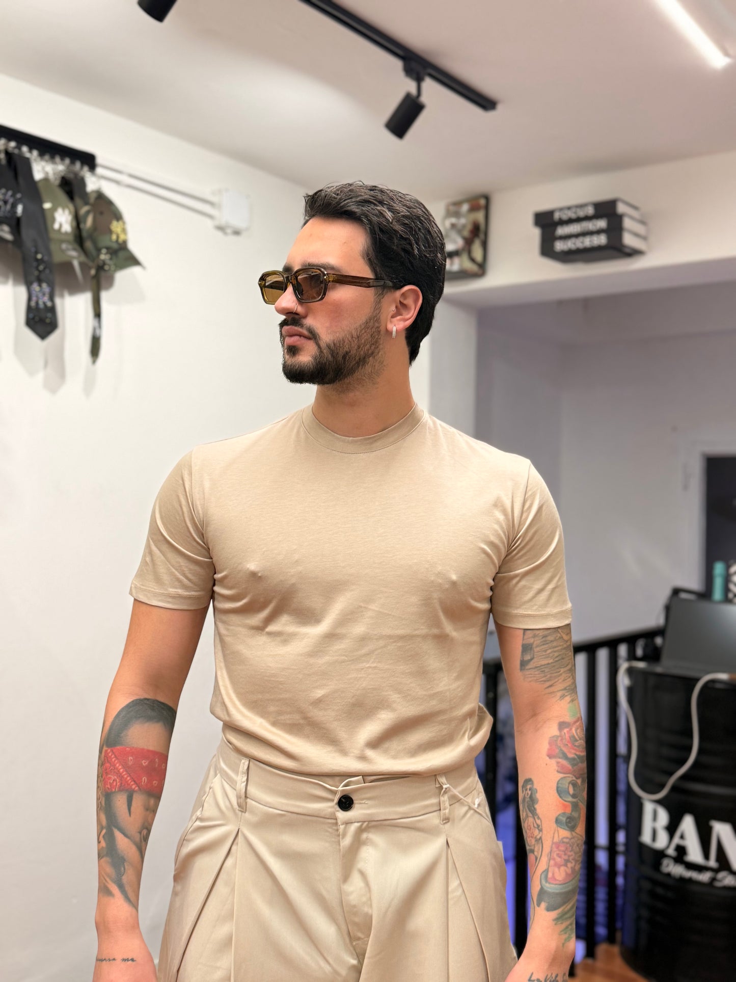 T-SHIRT FILO DI SCOZIA BEIGE