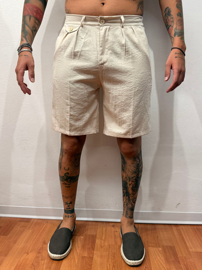 BERMUDA MISTO LINO BEIGE