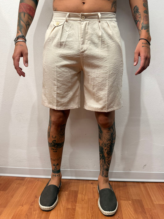 BERMUDA MISTO LINO BEIGE
