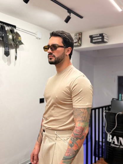 T-SHIRT FILO DI SCOZIA BEIGE