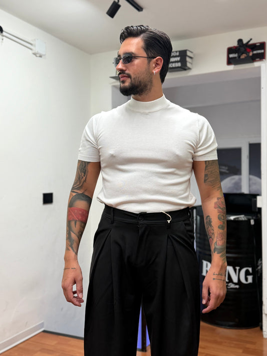 T-SHIRT MEZZO COLLO IN FILO