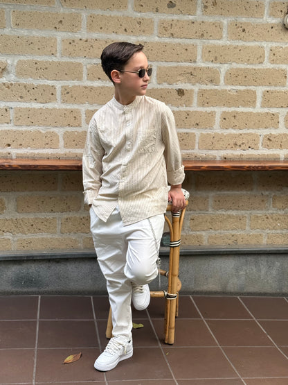 Camicia a righe beige