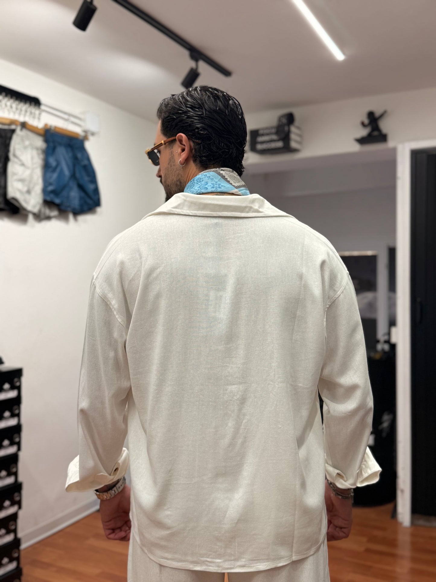 CAMICIA OVER IN LINO BIANCA