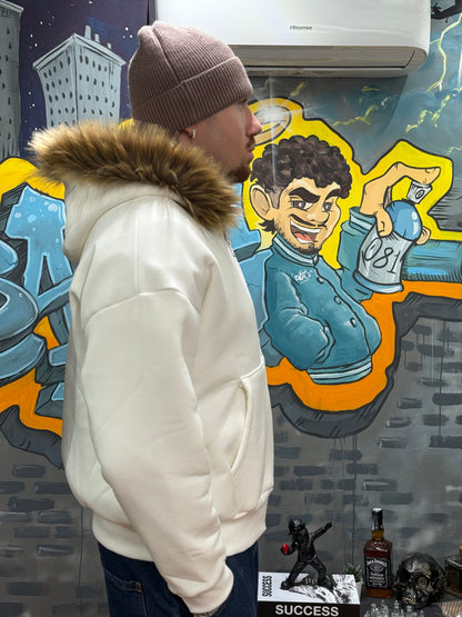 HOODIE ALPHA CROP PANNA